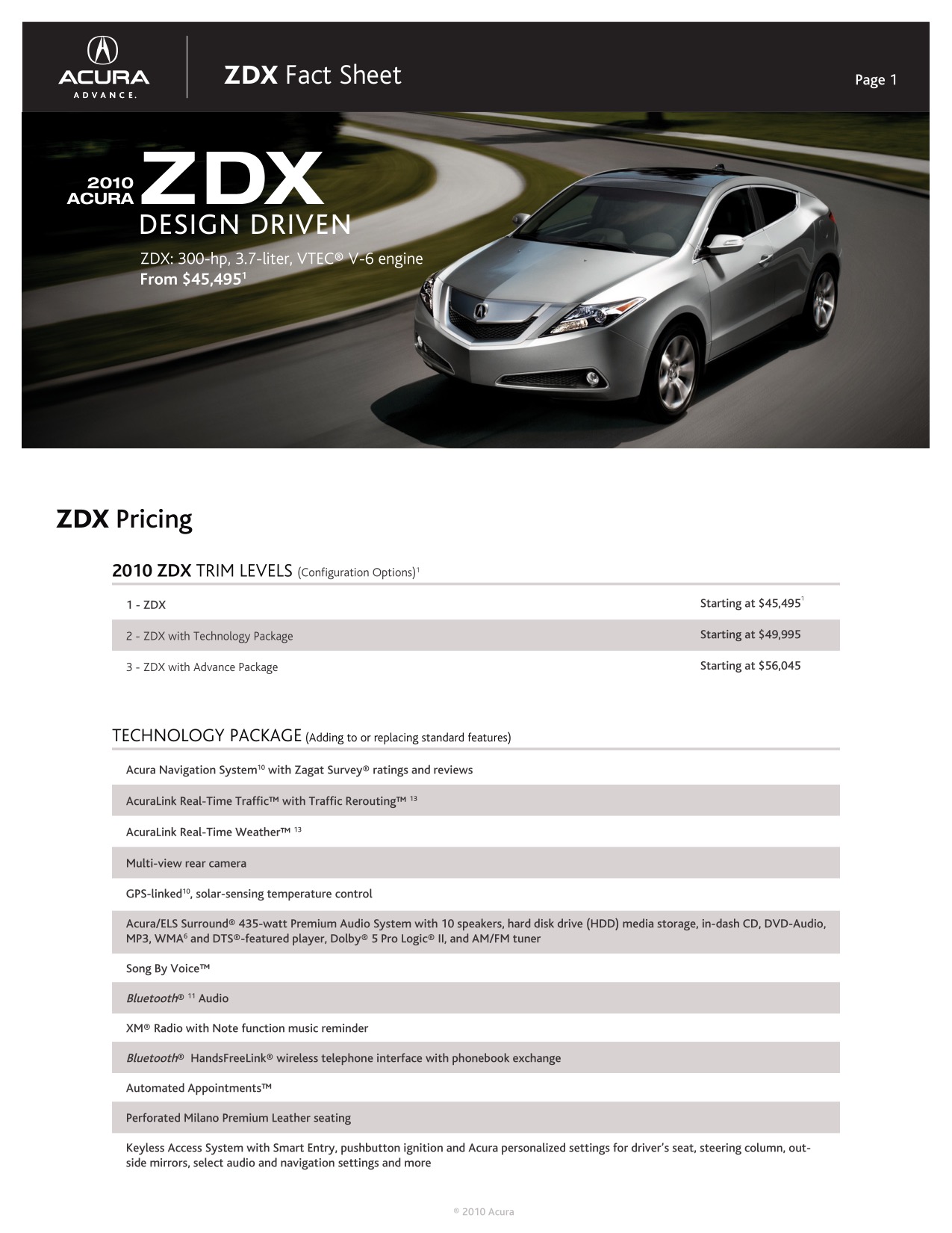 2010 Acura ZDX Brochure Page 24